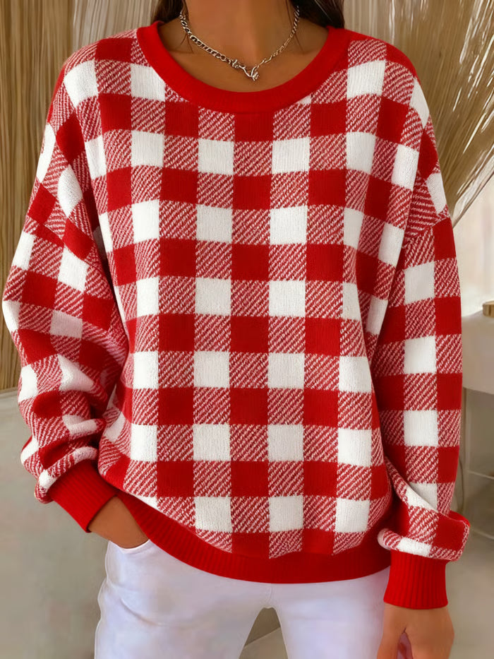 Tess™ | Pletený sveter s kockovaným vzorom