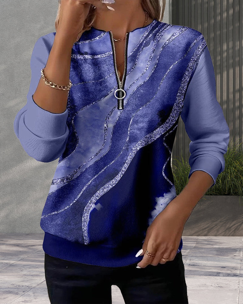 Lera | Mikina s polovičným zipsom a vintage potlačou