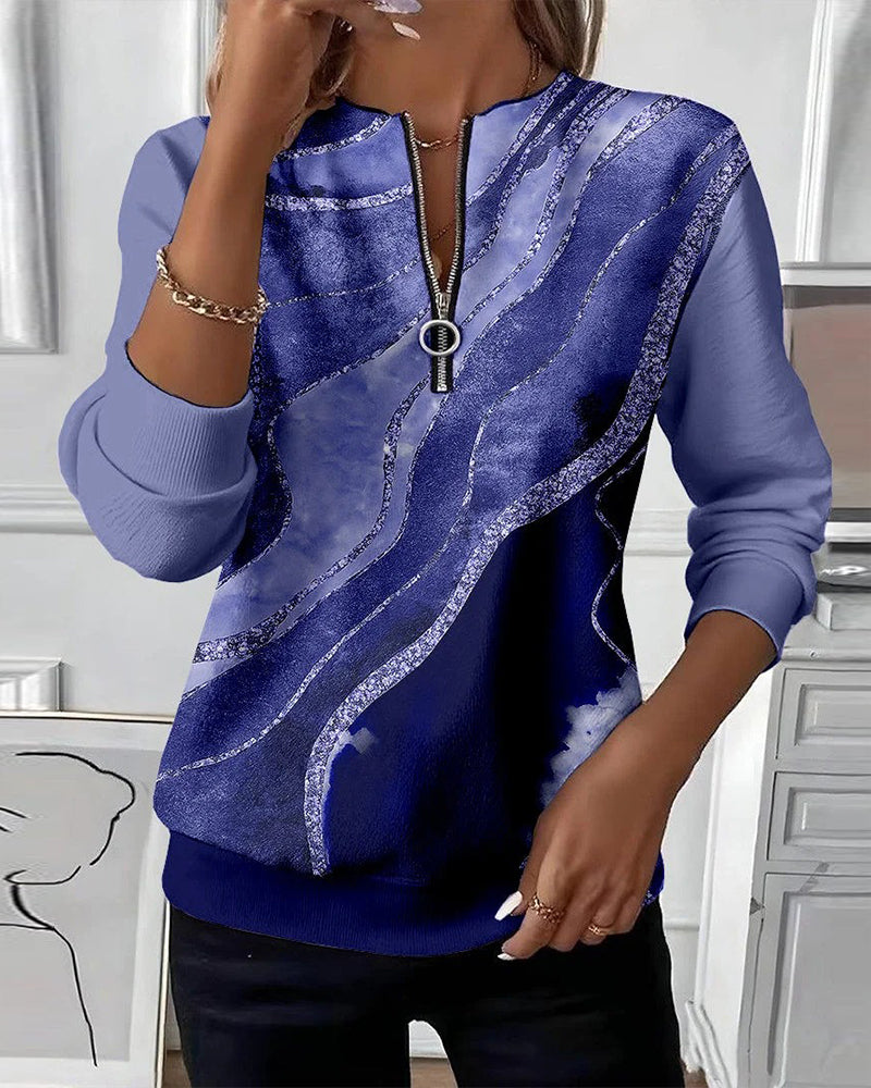 Lera | Mikina s polovičným zipsom a vintage potlačou